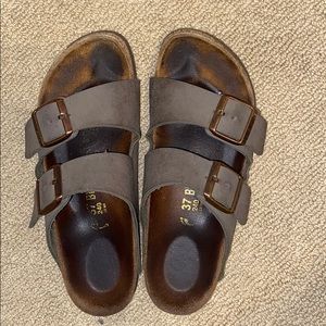Grey Two-Strap Birkenstock’s